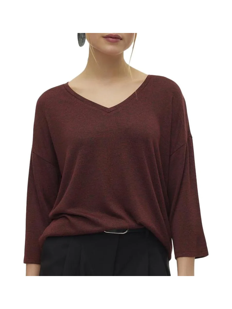 Pull Bordeaux Femme Vero Moda Brianna 3/4 2