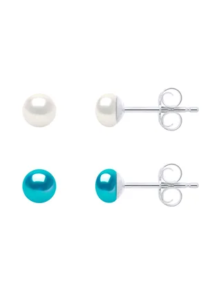 Boucles d'Oreilles Véritables Perles de Culture d'Eau Douce 4-5 mm — Argent 925 Millièmes 1