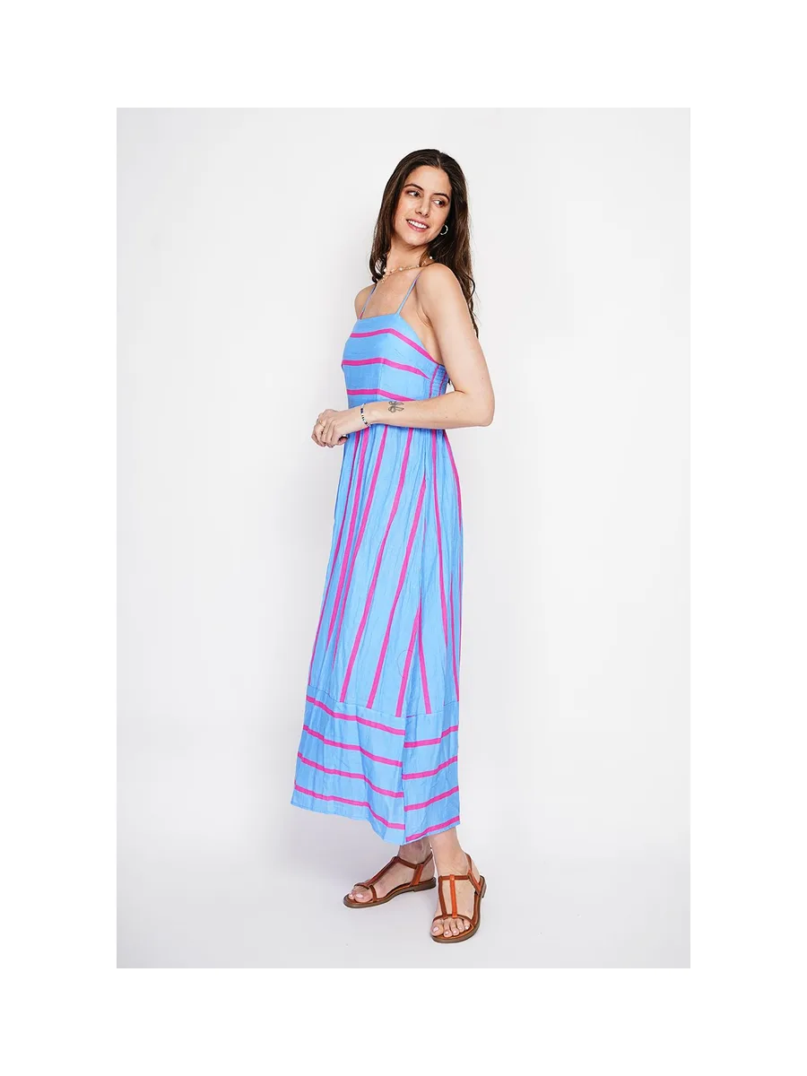 Robe Longue d'Été à Bretelles Rayée 1