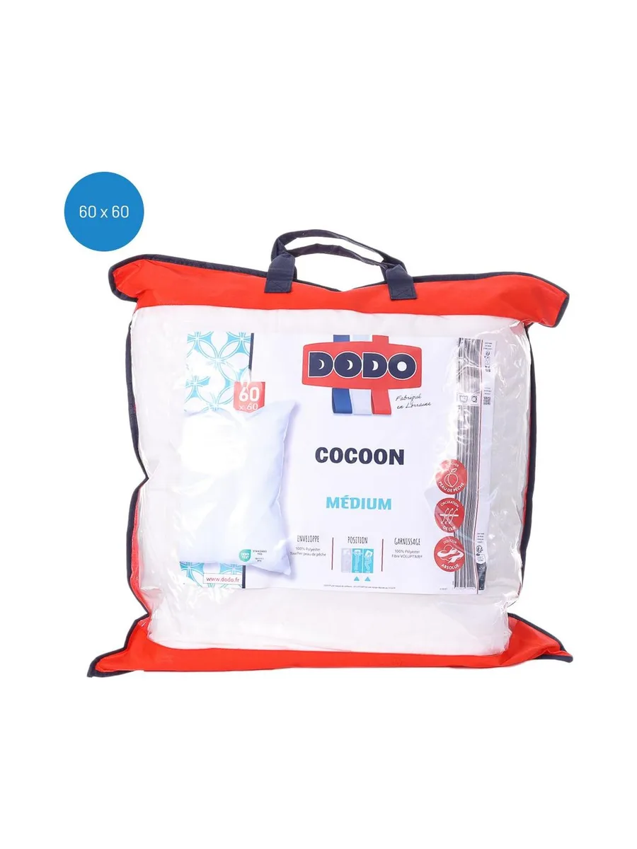 Oreiller Synthétique Blanc Dodo Cocoon 60x60cm 2