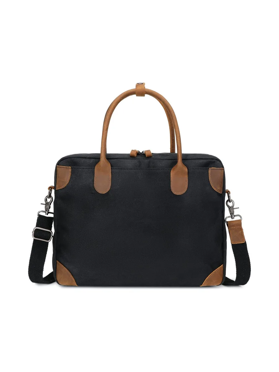 YANN - Sacoche en cuir véritable et toile enduite - Bleu 57