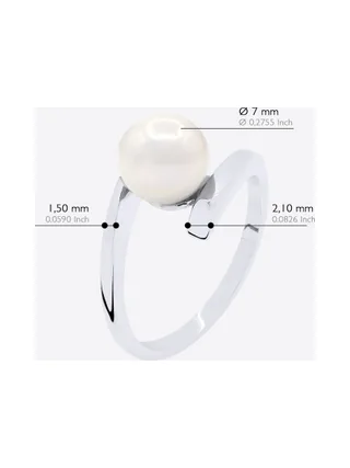 Bague Jonc Véritable Perle d'Eau Douce Ronde 7-8 mm — Argent 925 Millièmes Rhodié 5