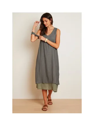 Robes doublé décontractées col v  S/M 4