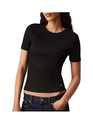 T-shirt Noir Femme Calvin Klein Jeans Label 1