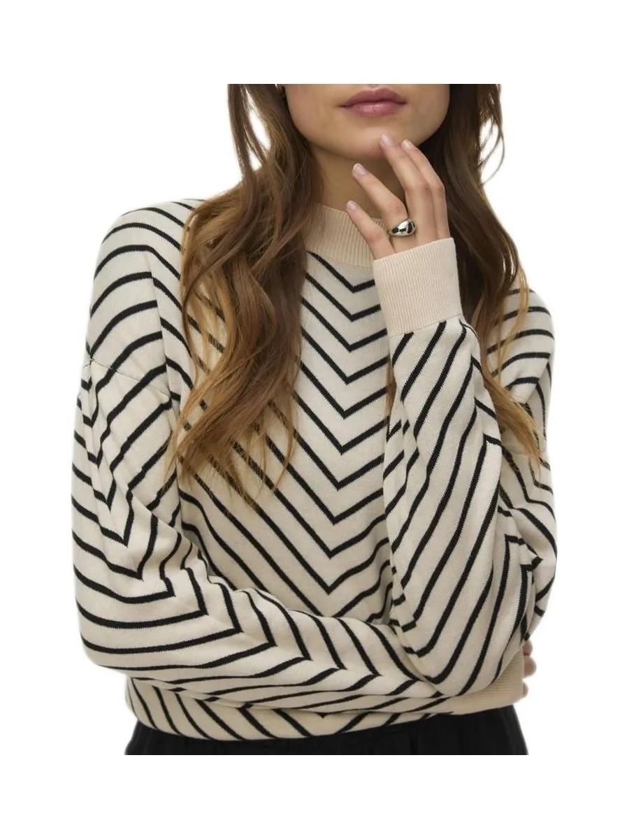Pull Beige/Noir Femme Vero Moda Capricorn 2