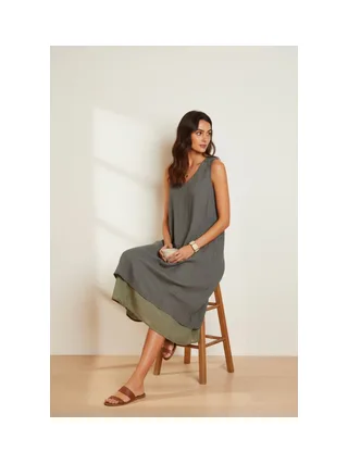 Robes doublé décontractées col v  S/M 1