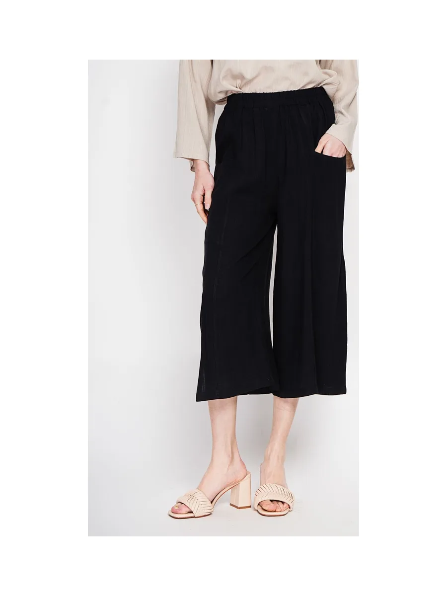 Pantacourt large taille haute avec poches devant 16