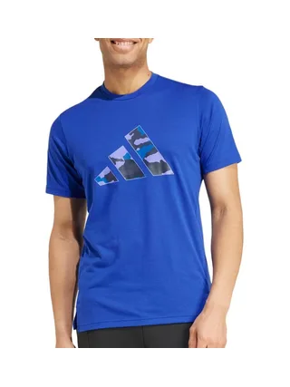 T-Shirt Bleu Homme Adidas Camo 1