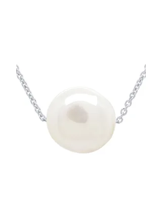 Collier Maille Forçat Véritable Perle d'Eau Douce Baroque — Argent 925 Millièmes Rhodié — 42 cm 1