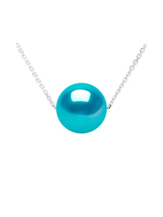 Collier Maille Forçat Perle d'Eau Douce Traversante 8-9 mm — Argent 925 Millièmes Rhodié — 42 cm 1