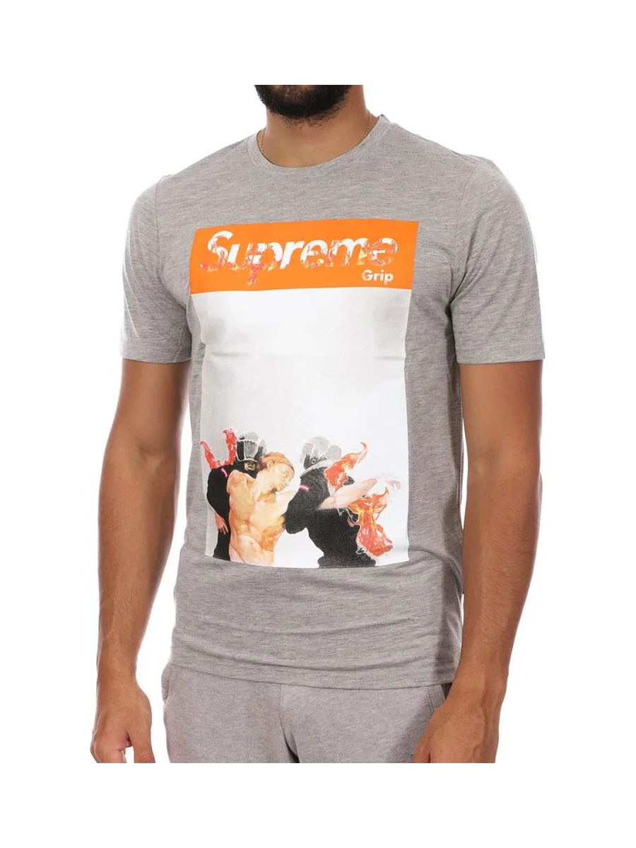 T-shirt Gris Homme Supreme Grip Police 2