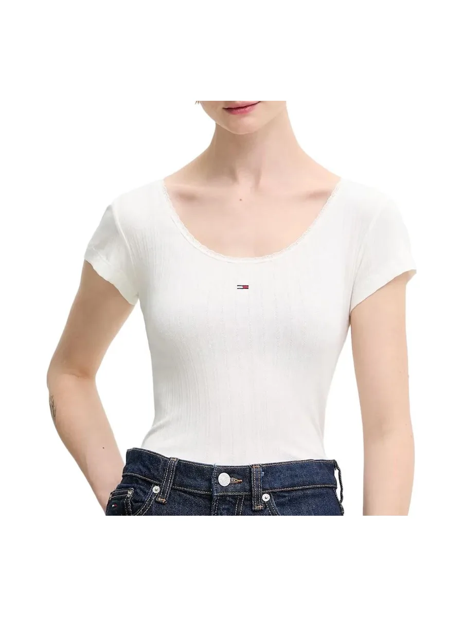 T-Shirt Blanc Femme Tommy Hilfiger DW0DW21570 2
