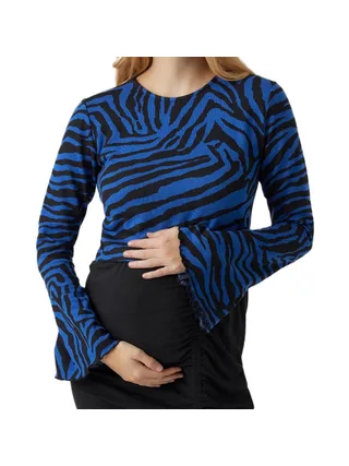 T-Shirt de Grossesse Noir/Bleu Femme Mamalicious Zille 1