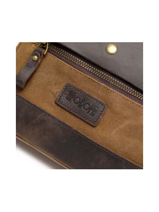 JEFF - Pochette banane en cuir véritable et toile enduite - Bleu 15