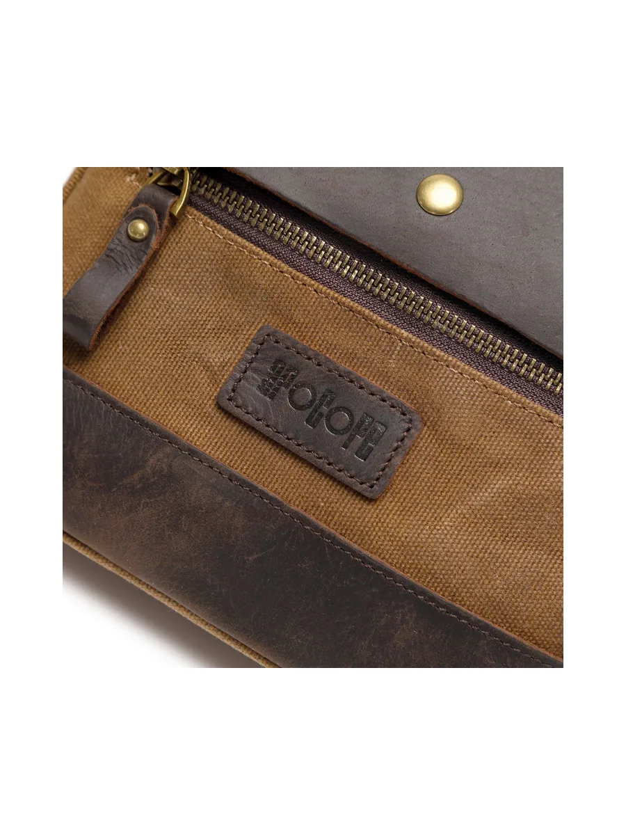 JEFF - Pochette banane en cuir véritable et toile enduite - Bleu 47