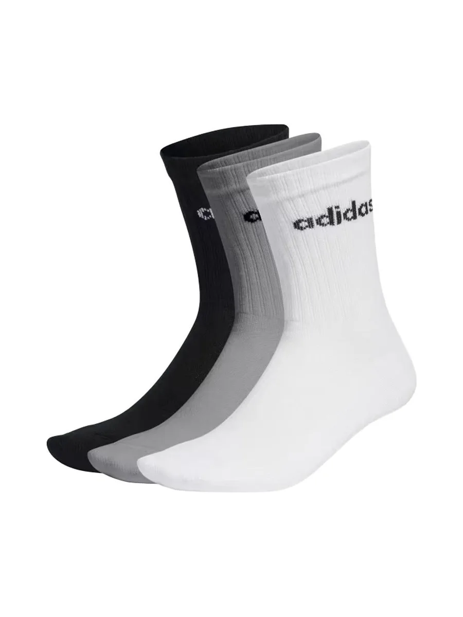 3x Paires de Chaussettes Blanches/Gris/Noir Homme Adidas Lin 1