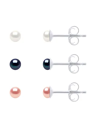 Boucles d'Oreilles Véritables Perles de Culture d'Eau Douce Boutons 3-4 mm — Argent 925 Millièmes 1