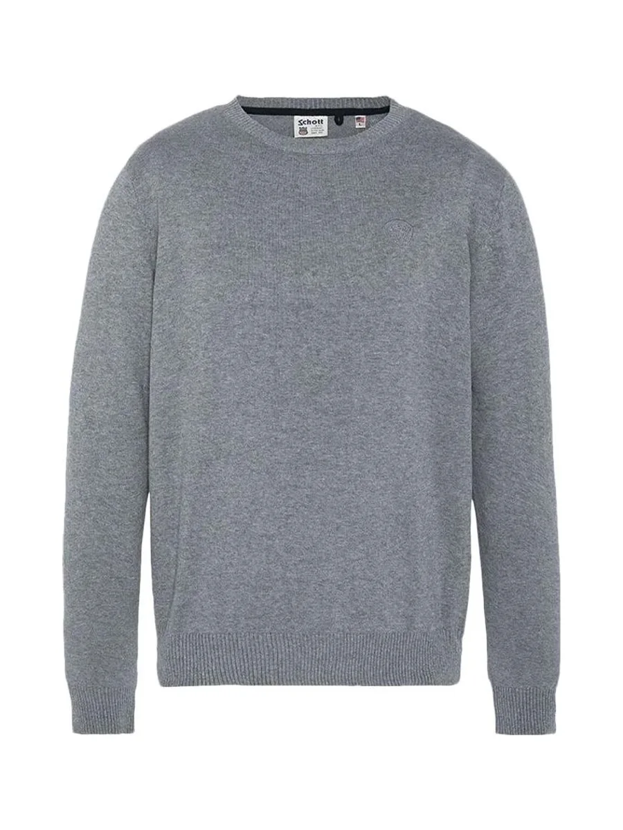 Pull Gris Homme Schott Basic Fin Ras 2