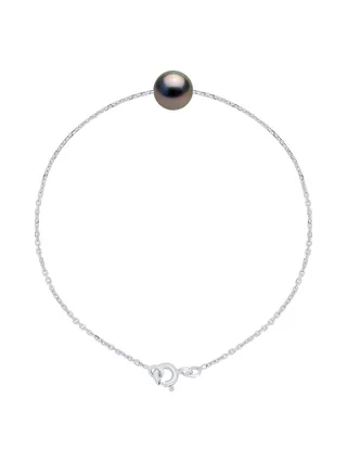 Bracelet Véritable Perle de Tahiti Ronde 8-9 mm — Or Blanc 375 Millièmes — 18 cm 1