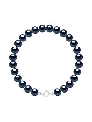 Bracelet Véritables Perles d'Eau Douce Semi-Rondes 6-7 mm — Or Blanc 375 Millièmes — 18 cm 1