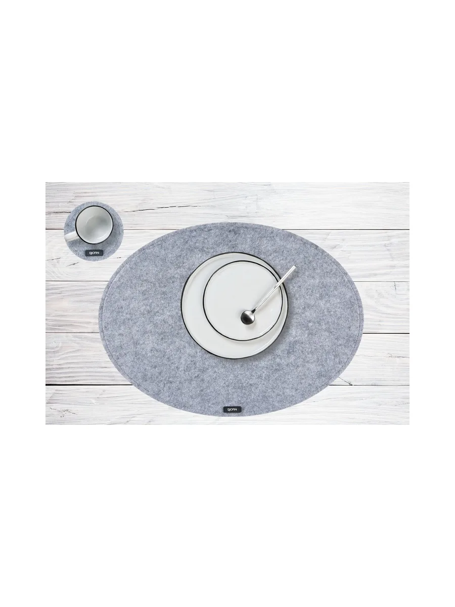 Sous-verre rond - 6 pièces - Feutre recyclé beige 11