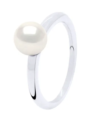 Bague Jonc Véritable Perle de Culture d'Eau Douce Ronde 7-8 mm — Argent 925 Millièmes Rhodié 1
