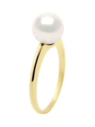 Bague Jonc Véritable Perle d'Eau Douce Ronde 7-8 mm — Or Blanc 375 Millièmes 2