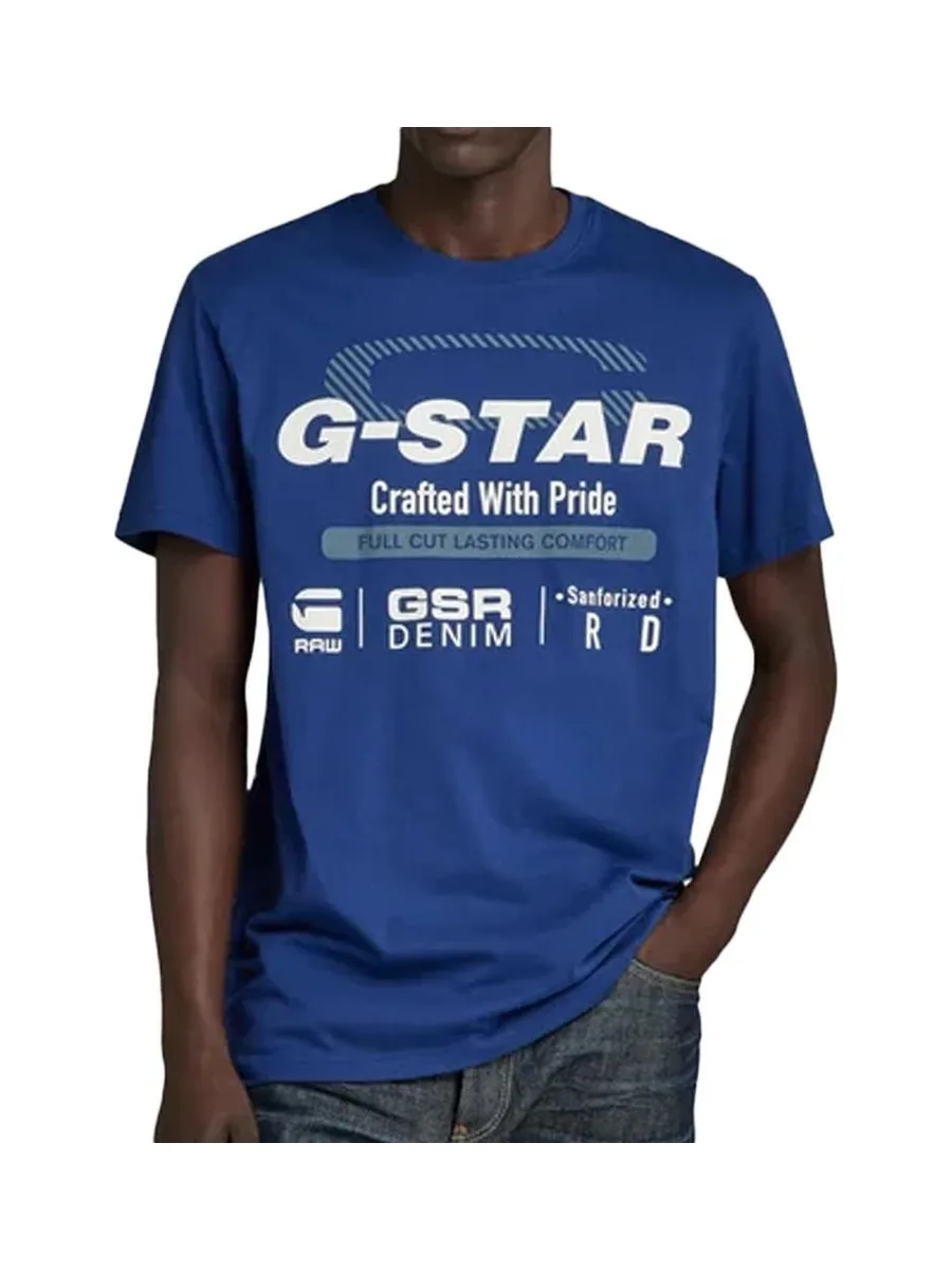 T-shirt Bleu Homme G-Star Raw Old Skool 2