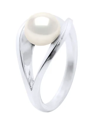 Bague Jonc Véritable Perle d'Eau Douce Bouton 8-9 mm — Argent 925 Millièmes Rhodié 3