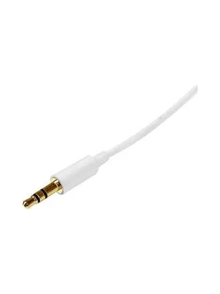 1m White Slim 3.5mm Stereo Audio Cable 2