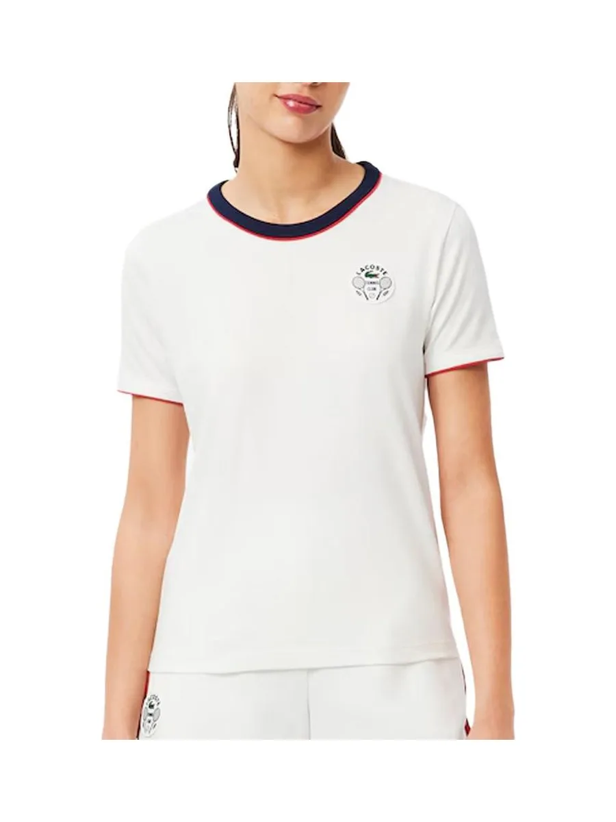 T-shirt Blanc Femme Lacoste Ultra Dry Heritage Badge 1