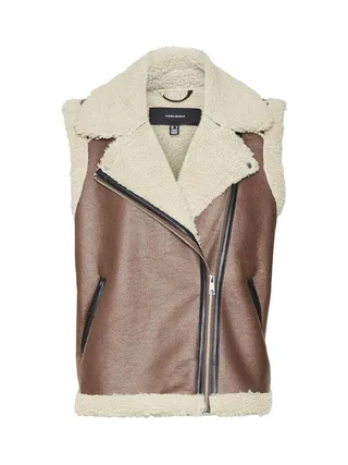 Veste Sans Manches Camel/Écru Femme Vero Moda Waistcoat 3