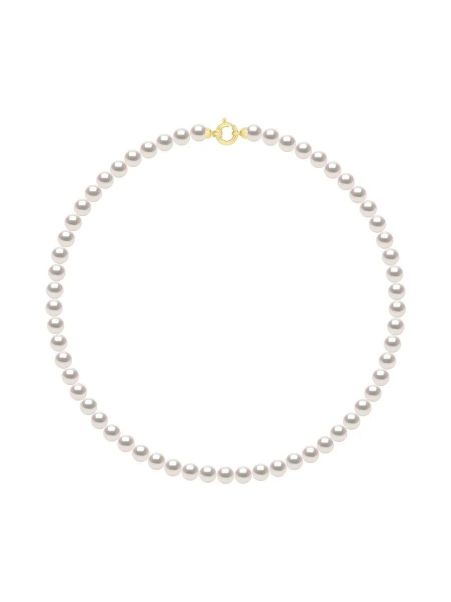 Collier Véritables Perles Akoya Rondes 6-7 mm — Or Jaune 750 Millièmes — 42 cm 1