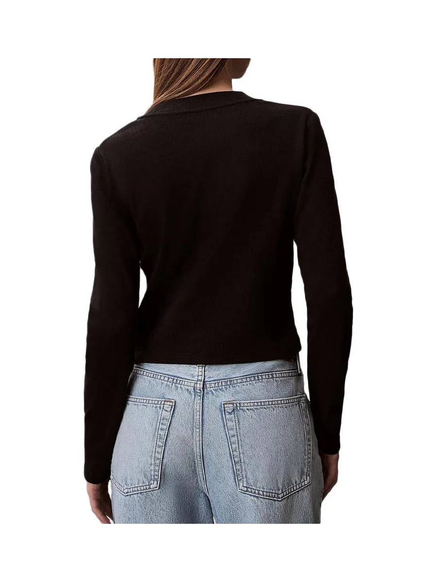 T-Shirt Manches Longues Noir Femme Calvin Klein Jeans Baby 3