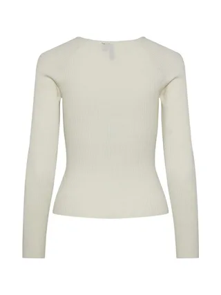 T-Shirt Manches Longues Blanc Femme Pieces Kalu 2