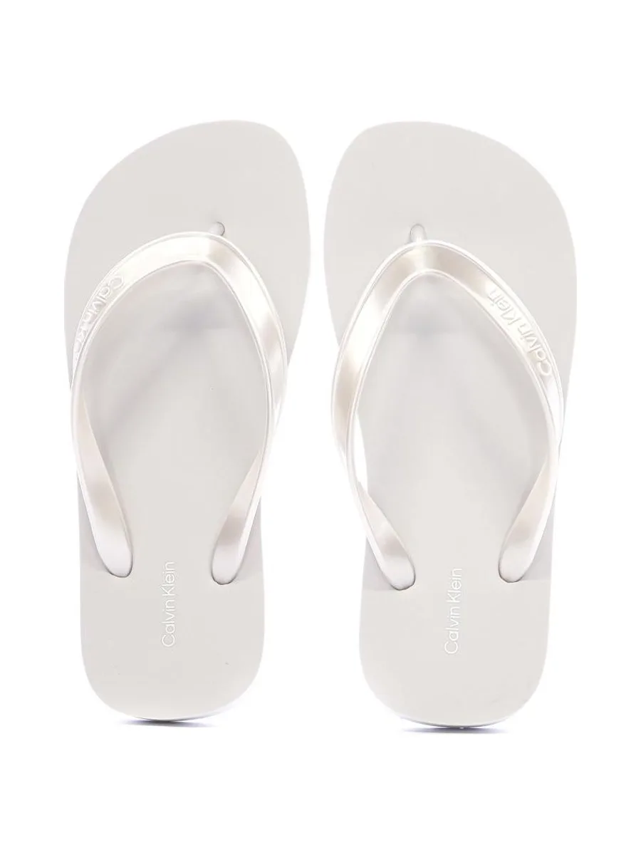 Tongs Grise Femme Calvin Klein Jeans Flip Flop Tpu Metall 4
