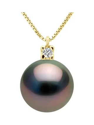 Collier Véritable Perle de Tahiti Ronde 9-10 mm — Or 375 Millièmes — 42 cm 1