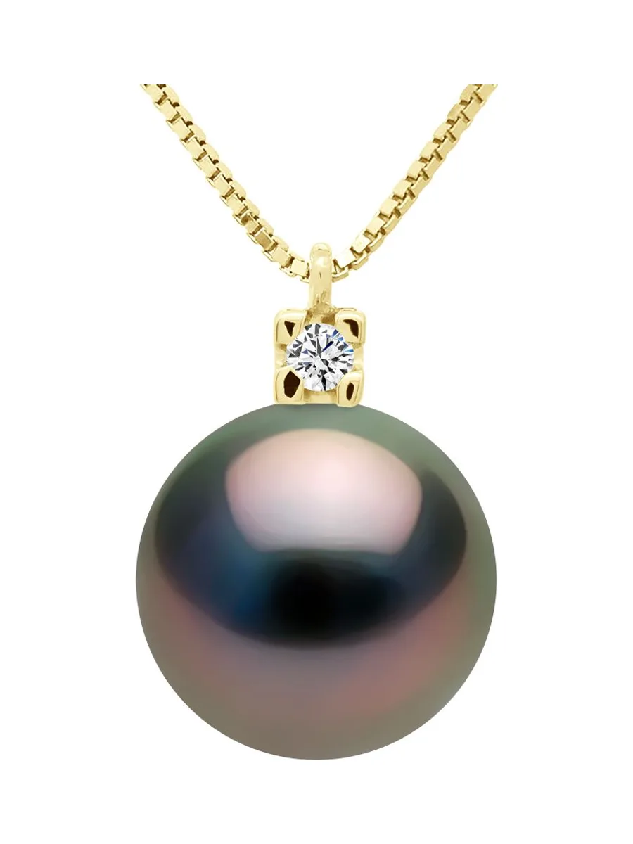 Collier Véritable Perle de Tahiti Ronde 9-10 mm — Or 375 Millièmes — 42 cm 1