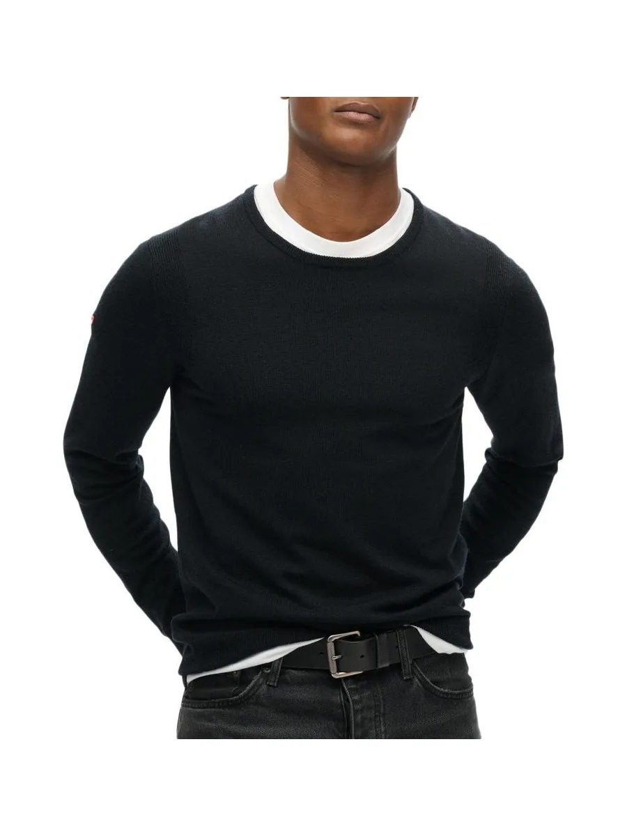 Pull Noir Homme Superdry Merino Crew Jumper 2