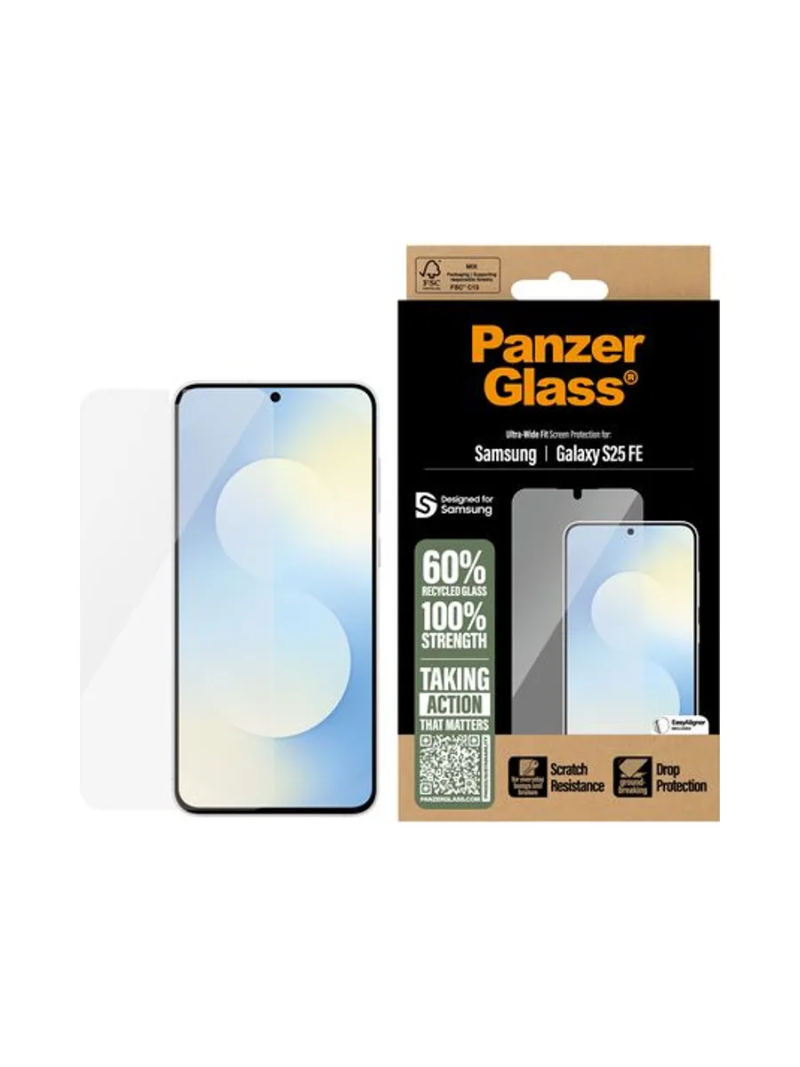 PanzerGlass ® Screen Protector Samsung Galaxy S25 FE 5G | Ultra-Wide Fit w. EasyAligner 2