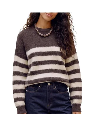Pull rayé Marron Femme Vero Moda Fotove Stripe 1
