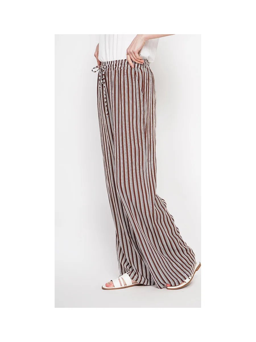 Pantalon taille haute à rayure avec cordons de serrage avec poches 11