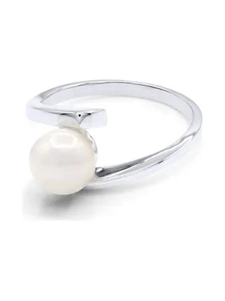 Bague Jonc Véritable Perle d'Eau Douce Ronde 7-8 mm — Argent 925 Millièmes Rhodié 1