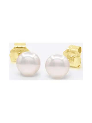 Boucles d'Oreilles Véritables Perles Akoya Rondes 5-6 mm — Or Jaune 750 Millièmes 1