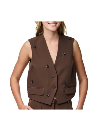 Gilet Marron Femme Pieces Pcminni Flower 1