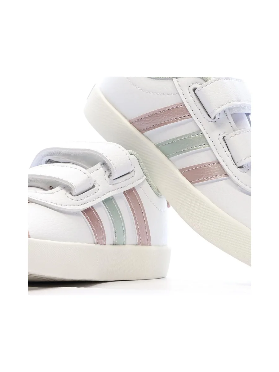 Baskets Blanches/Roses/Grises Fille Adidas Court 3.0 8