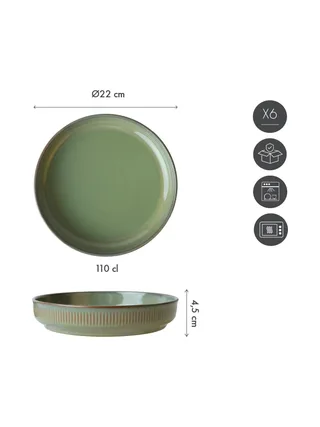 Assiette creuse Ø22,5cm - 6 pièces - collection REED - Forest 4