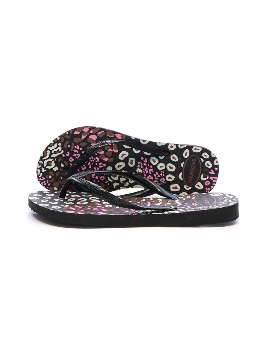 Tongs Noir Femme Havaianas Slim Animals Infradito 2