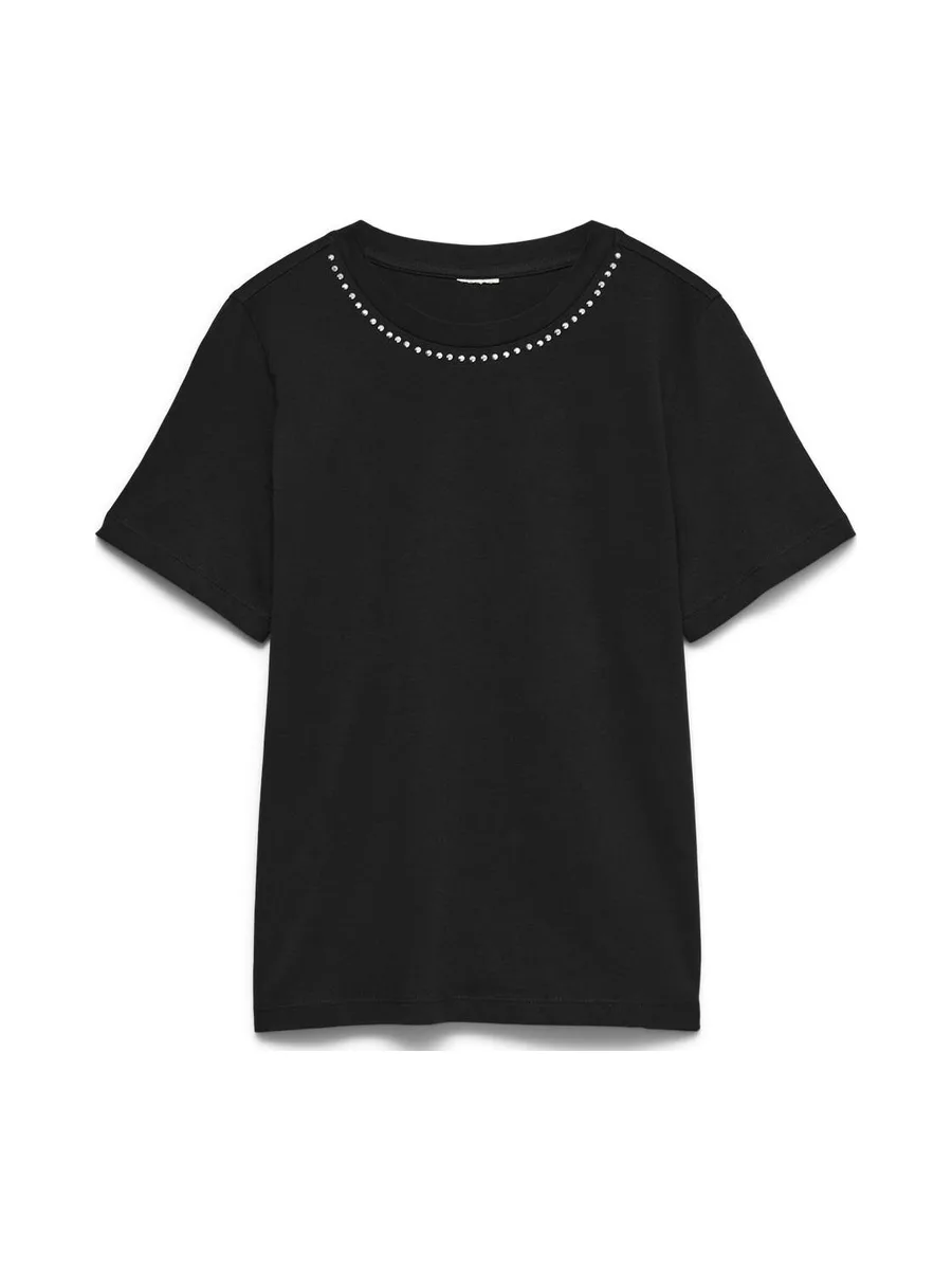 T-shirt femme noir à strass Vero Moda Vmforie 2