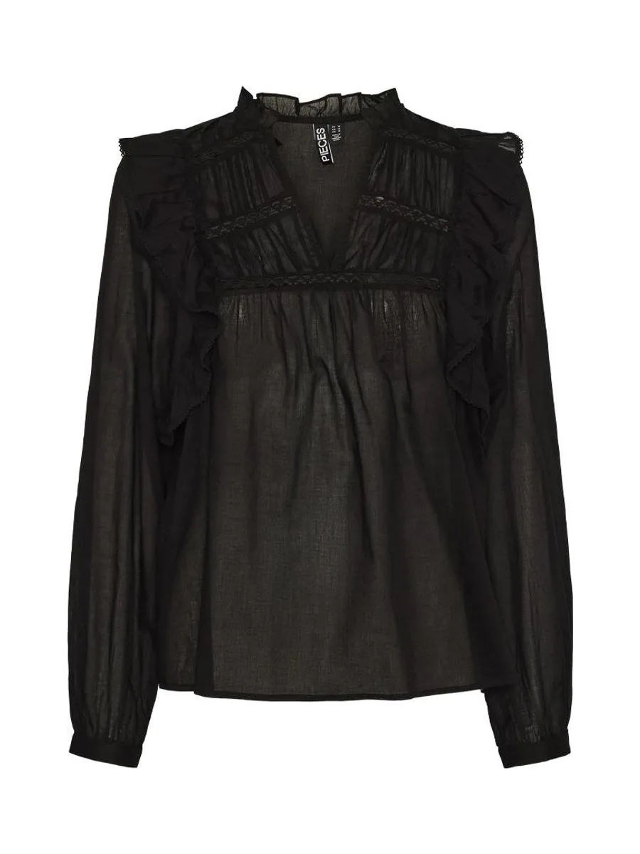 Blouse Noir Femme Pieces Makenna 2